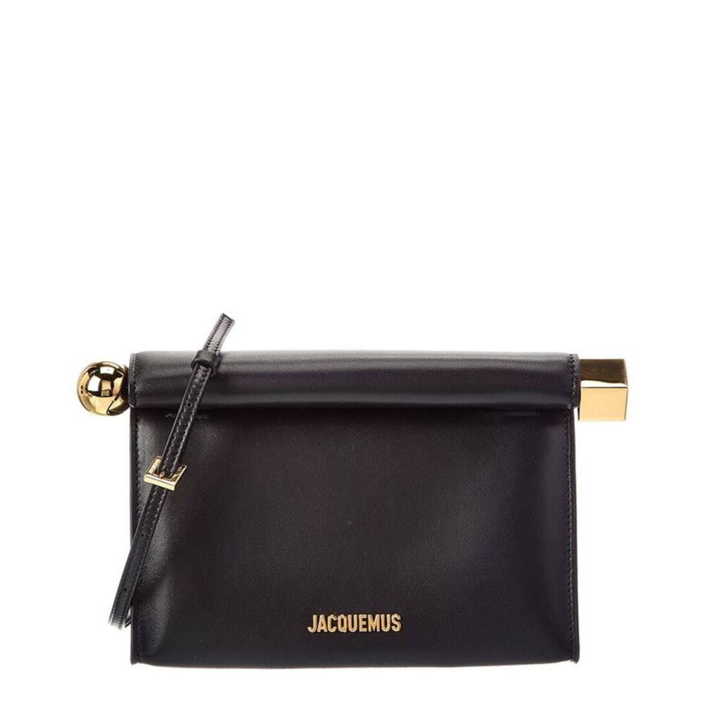 Jacquemus The Rond Carre Leather Clutch, Black
